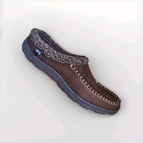 Dearfoams Coffee Dark Brown Men's Memory Foam Clog Slippers Size 11-12 - Picture 1 of 6
